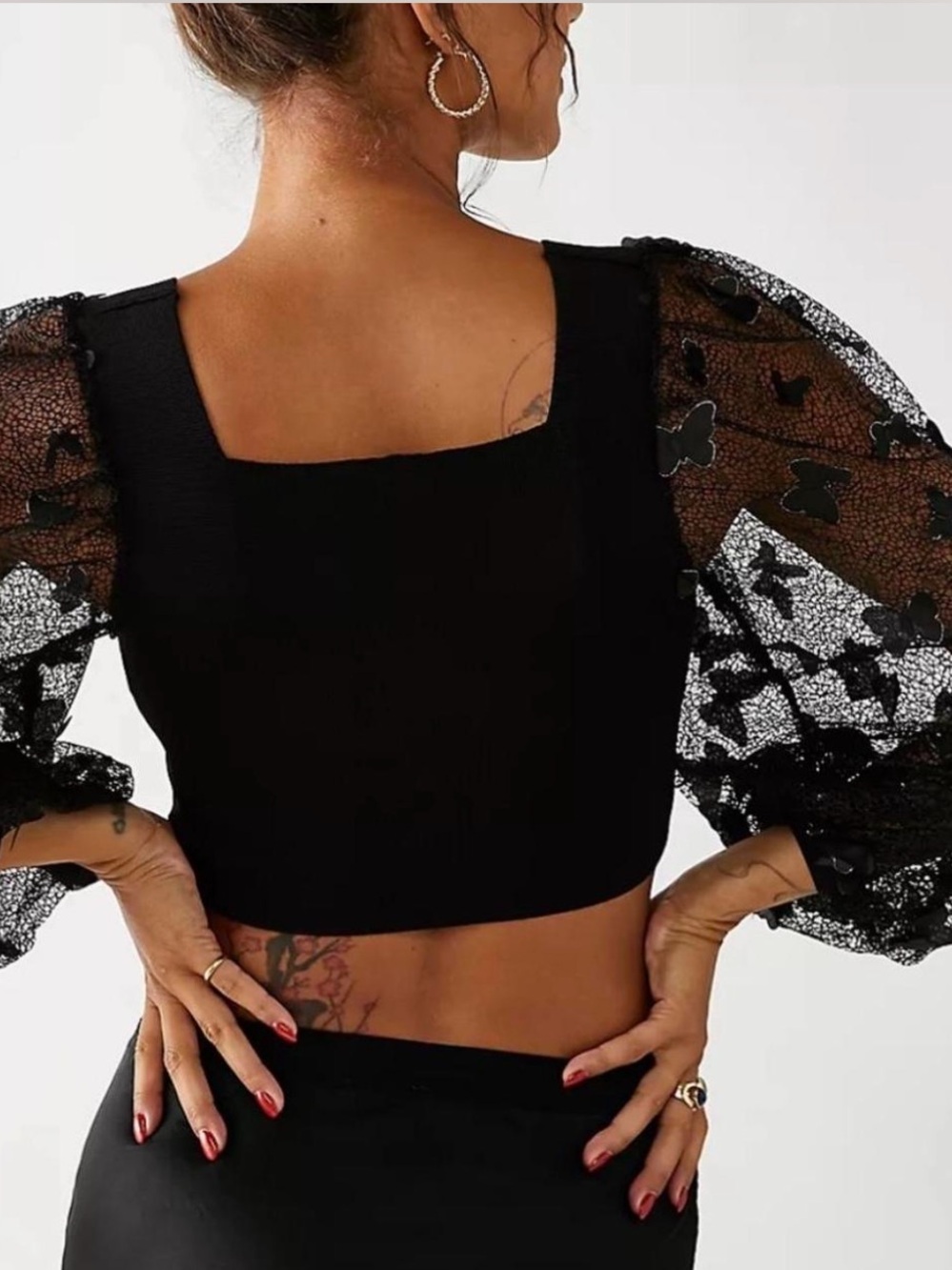 NWT Black Free People Butterly Sleeve Top